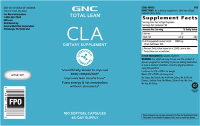 Photo of the GNC Total Lean CLA label