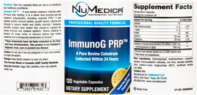 Photo of the NuMedica ImmunoG PRP label