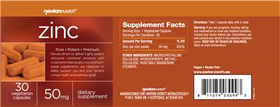 Photo of the NewtonEverett Zinc 50 mg label