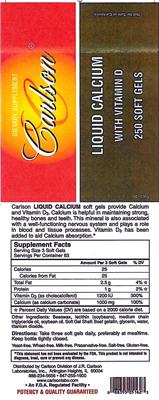 Photo of the Carlson Liquid Calcium With Vitamin D label