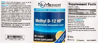 Photo of the NuMedica Methyl B-12 HP label