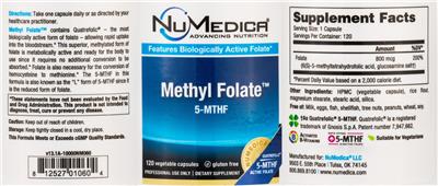 Photo of the NuMedica Methyl Folate label