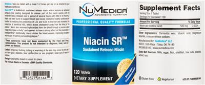 Photo of the NuMedica Niacin SR label