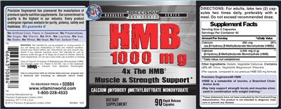 Photo of the Precision Engineered HMB 1000 mg label