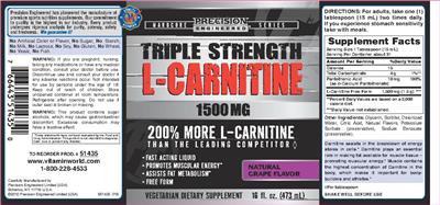 Photo of the Precision Engineered Triple Strength L-Carnitine 1500 mg Natural Grape Flavor label