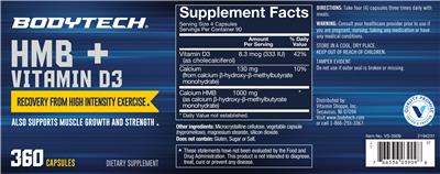 Photo of the BodyTech HMB + Vitamin D3 label