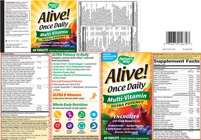 Photo of the Nature's Way Alive! Once Daily Multi-Vitamin Ultra Potency label