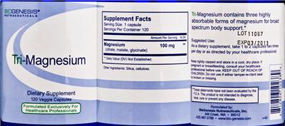 Photo of the BioGenesis Nutraceuticals Tri-Magnesium label