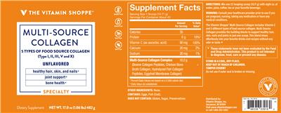 Photo of the The Vitamin Shoppe Multi-Source Collagen Unflavored label