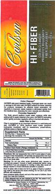 Photo of the Carlson Hi-Fiber label