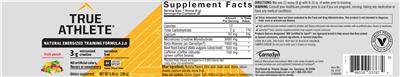 Photo of the True Athlete Natural Energized Training Formula 2.0 Fruit Punch label