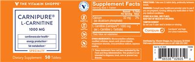 Photo of the The Vitamin Shoppe Carnipure L-Carnitine 1000 mg label