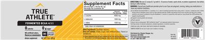 Photo of the True Athlete Fermented BCAA 4:1:1 label