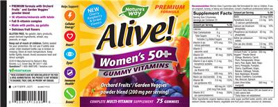 Photo of the Nature's Way Alive! Women's 50+ Gummy Vitamins label