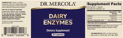 Photo of the Dr. Mercola Dairy Enzymes label