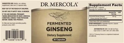 Photo of the Dr. Mercola Fermented Ginseng label