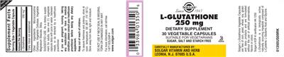 Photo of the Solgar L-Glutathione 250 mg label