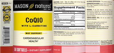 Photo of the Mason Natural CoQ10 with L-Carnitine label