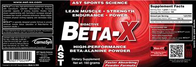 Photo of the AST Sports Science Beta-X label
