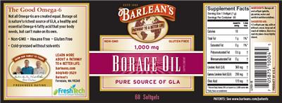 Photo of the Barlean's Borage Oil label