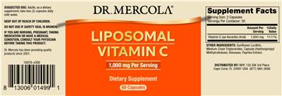 Photo of the Dr. Mercola Liposomal Vitamin C label