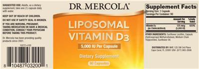 Photo of the Dr. Mercola Liposomal Vitamin D3 label
