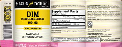 Photo of the Mason Natural DIM Diindolylmethane 100 mg label