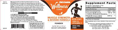 Photo of the Life Extension Wellness Code Muscle Strength & Restore Formula Powder label