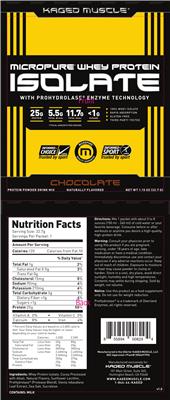 Photo of the Kaged Muscle Micropure Whey Protein Isolate Chocolate label