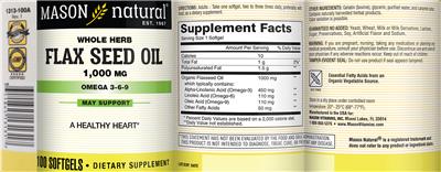 Photo of the Mason Natural Flax Seed Oil 1,000 mg label