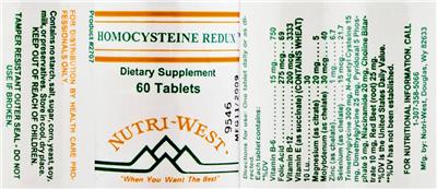 Photo of the Nutri-West Homocysteine Redux label
