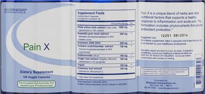 Photo of the BioGenesis Nutraceuticals Pain X label