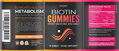 Photo of the Havasu Nutrition Biotin Gummies label