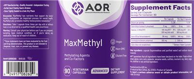 Photo of the AOR Advanced Orthomolecular Research Advanced MaxMethyl label
