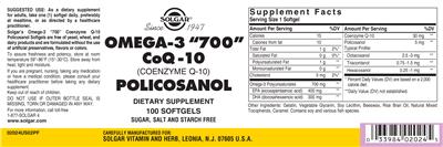 Omega-3 "700" Coenzyme Q-10 Policosanol