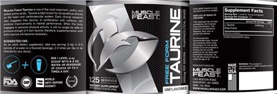 Photo of the Muscle Feast Free Form Taurine 2400 mg Unflavored label