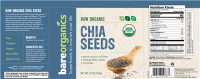 Photo of the BareOrganics Chia Seeds label