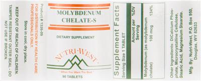 Photo of the Nutri-West Molybdenum Chelate-S label
