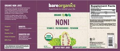 Photo of the BareOrganics Noni label