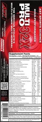 Photo of the AST Sports Science Multi Pro 32X label