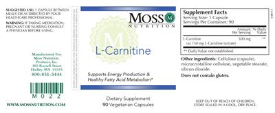 Photo of the Moss Nutrition L-Carnitine label