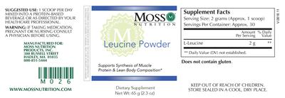 Photo of the Moss Nutrition Leucine Powder label