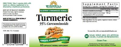 Photo of the Windmill Natural Vitamins Turmeric label
