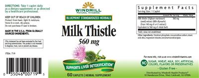 Photo of the Windmill Natural Vitamins Milk Thistle 560 mg label