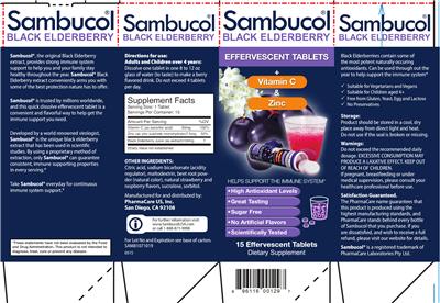 Photo of the Sambucol Black Elderberry + Vitamin C & Zinc Effervescent Tablets label