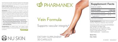 Photo of the Pharmanex Vein Formula label