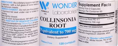 Photo of the Wonder Laboratories Collinsonia Root label