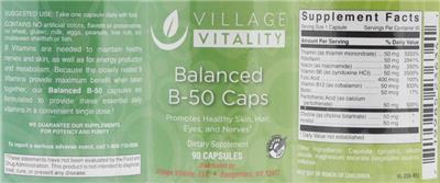 Photo of the Village Vitality Balanced B-50 Caps label