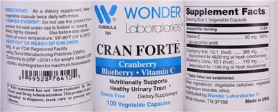 Photo of the Wonder Laboratories Cran Forte label