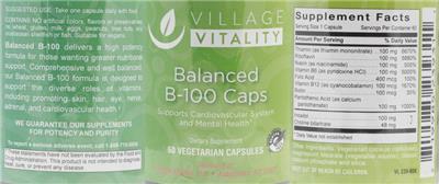 Photo of the Village Vitality Balanced B-100 Caps label